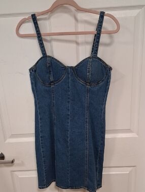 Steve Madden Denim Bustier Mini Dress - Blue